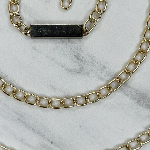 Gold Tone Skinny Chain Link Belt with Bar Details Y2K Festival ✨ - Picture 10 of 12